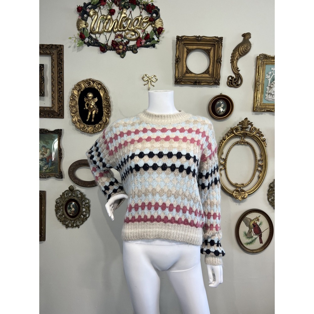 ba&sh Vintage Style Alpaca Wool Blend Knit Pattern Sweater 1